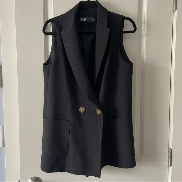 ZARA black waistcoat relaxed fit - Picture 2 of 5
